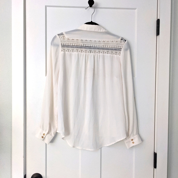Sheer button down w/ lace yoke - Picture 2 of 2
